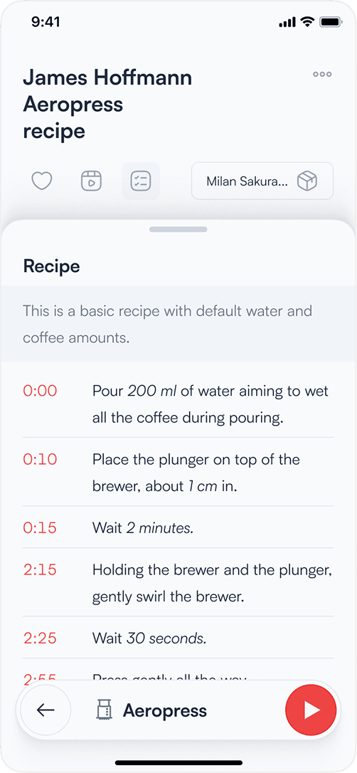 Coffee timer app — details
