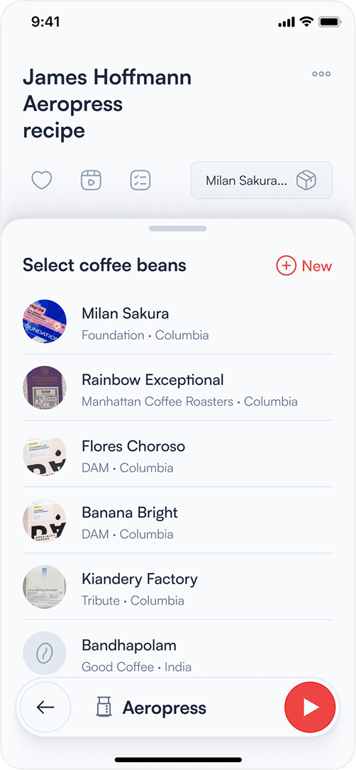 Coffee timer app — settings
