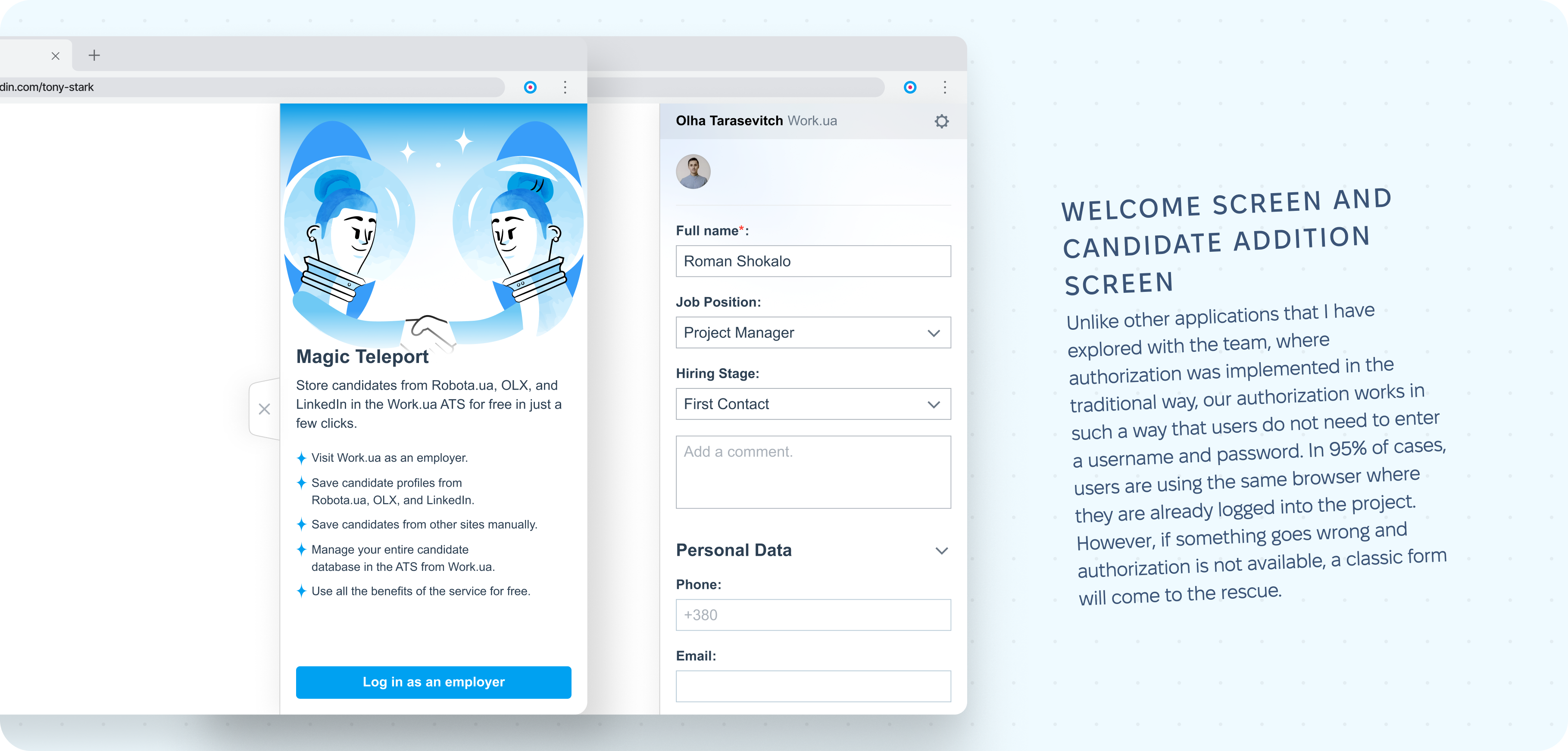 Applicant Tracking System Chrome Plugin for Work.ua